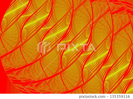 Golden wave pattern painted on red wall Golden wave pattern painted on red wall 135359116