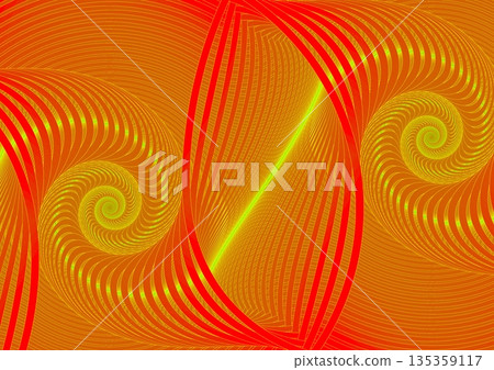紅色牆面上繪有金色波浪圖案 紅色牆面上繪有金色波浪圖案 135359117