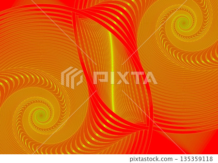 紅色牆面上繪有金色波浪圖案 紅色牆面上繪有金色波浪圖案 135359118
