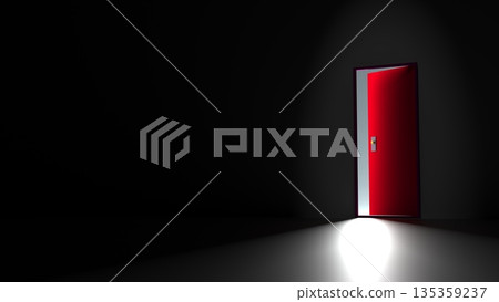 通往下一個目標的大門敞開著。希望就在門後。可用於各種場合的CG影像。示範材料封面。 通往下一個目標的大門敞開著。希望就在門後。可用於各種場合的CG影像。示範材料封面。 135359237