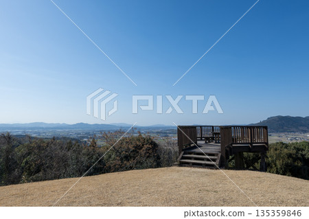 Marichi Castle with a clear blue sky and white clouds on an ancient hill 135359846