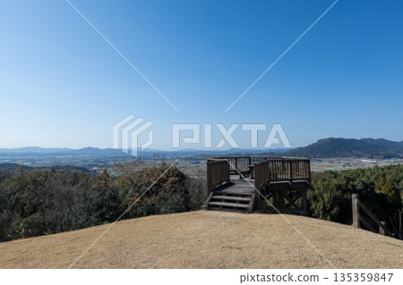 Marichi Castle with a clear blue sky and white clouds on an ancient hill Marichi Castle with a clear blue sky and white clouds on an ancient hill 135359847