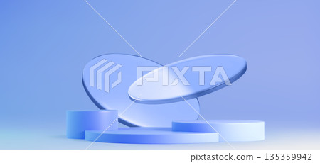 Round podiums with glass morphism design elements Round podiums with glass morphism design elements 135359942