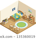 Isometric children bedroom interior 135360019
