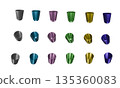 3D illustration of colorful metallic glasses 135360083