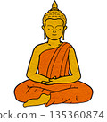 Buddha statue meditate with golden aura 135360874