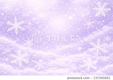 背景素材：雪、雪花、雪原、冬季、冬日景色 135360881