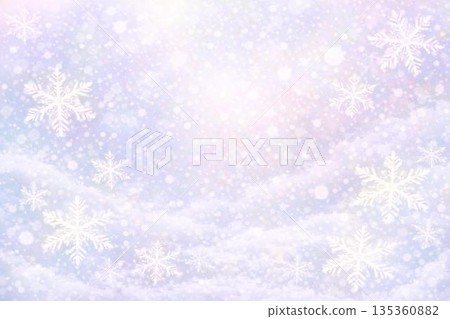 背景素材：雪、雪花、雪原、冬季、冬日景色 135360882