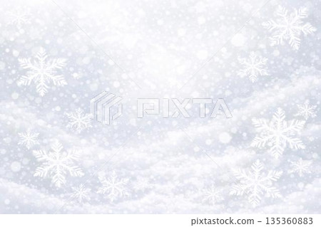 背景素材：雪、雪花、雪原、冬季、冬日景色 135360883