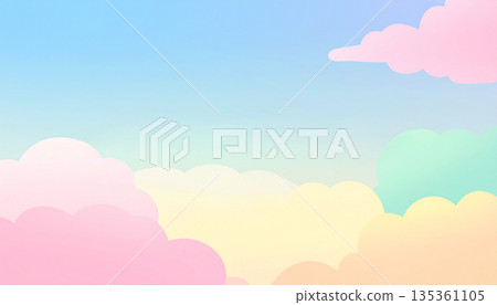 一幅色彩鮮豔、風格明亮的天空和雲朵插圖（抽象） 135361105