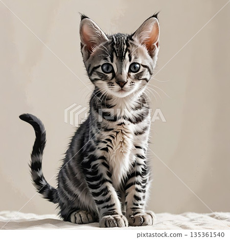 埃及貓幼崽放鬆地坐著 135361540