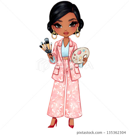 cute girl with a gift 135362304