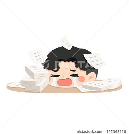 Crying Person Buried in Papers Crying Person Buried in Papers 135362336