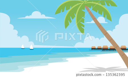 Minimal Tropical Beach Summer Scene Minimal Tropical Beach Summer Scene 135362395