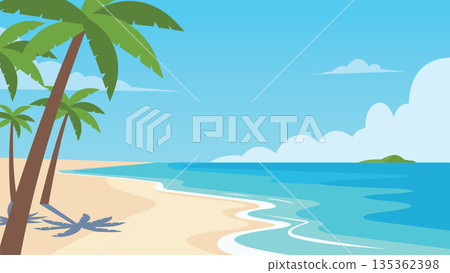 Peaceful Tropical Beach Morning Scene 135362398