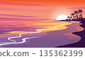 Serene Beach Sunset with Palms 135362399