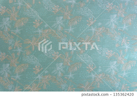 Sage green decorative fabric texture with tropical floral pattern, part of textile collection Sage green decorative fabric texture with tropical floral pattern, part of textile collection 135362420
