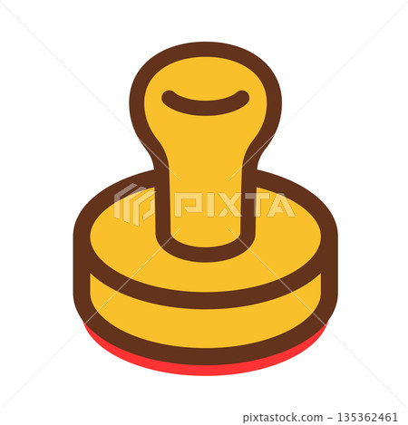 Wooden stamp with handle illustration icon Wooden stamp with handle illustration icon 135362461