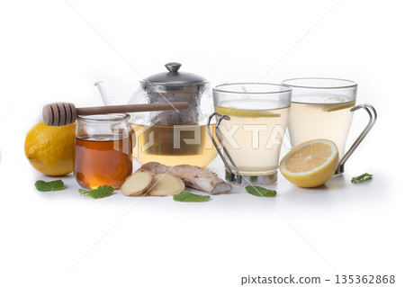 Ginger tea with honey and lemon 135362868
