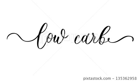 Handwritten Calligraphy Low Carb Healthy Diet Vector Lettering Design Handwritten Calligraphy Low Carb Healthy Diet Vector Lettering Design 135362958