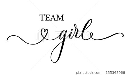 Handwritten Calligraphy Team Girl Gender Reveal Vector Design. 135362966