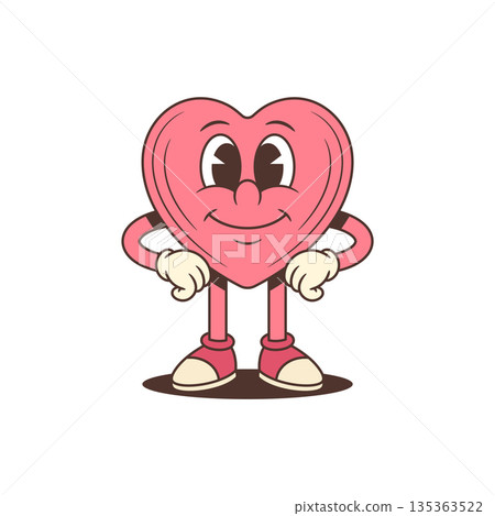 Confident Pink Heart Cartoon Character With Hands On Hips Vector Illustration Confident Pink Heart Cartoon Character With Hands On Hips Vector Illustration 135363522