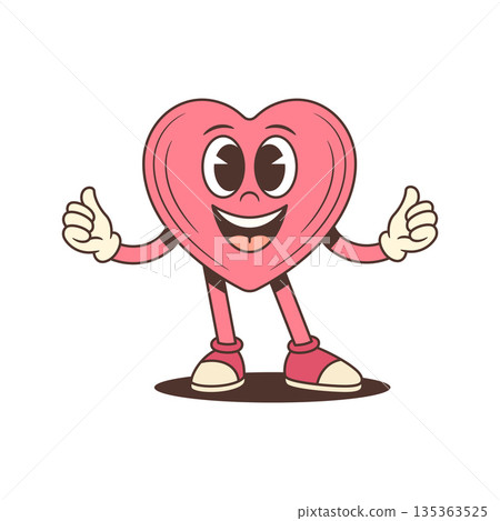 Smiling Pink Heart Cartoon Character Shows Double Thumbs Up Vector Illustration Smiling Pink Heart Cartoon Character Shows Double Thumbs Up Vector Illustration 135363525