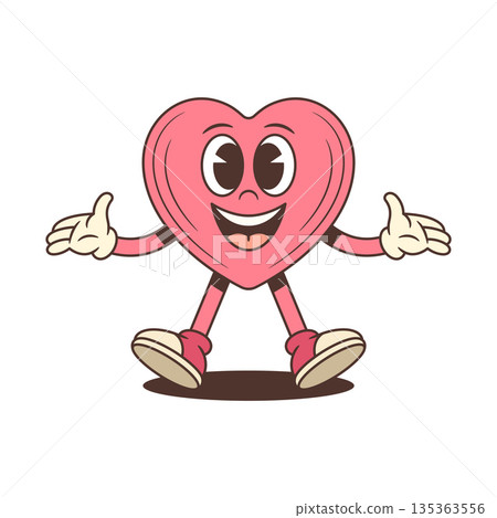 Welcoming Heart Character With Open Arms For Hug Cartoon Vector Illustration Welcoming Heart Character With Open Arms For Hug Cartoon Vector Illustration 135363556