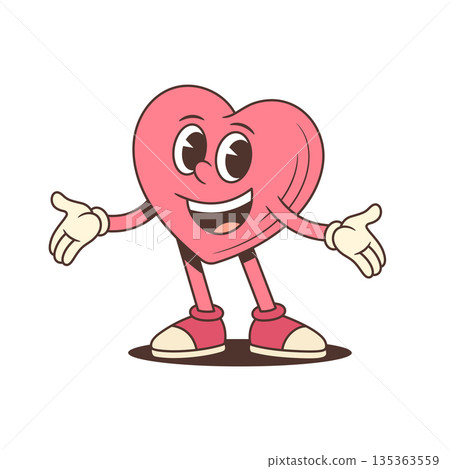 Smiling Heart Character Welcomes With A Hug Cartoon Vector Illustration Smiling Heart Character Welcomes With A Hug Cartoon Vector Illustration 135363559