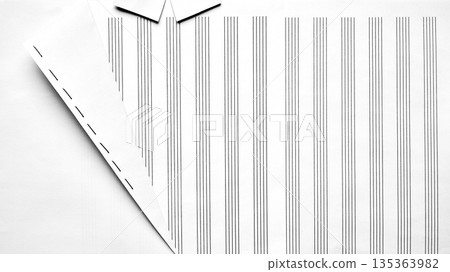 Abstract paper shirt made from striped sheets minimalist background. Abstract paper shirt made from striped sheets minimalist background. 135363982