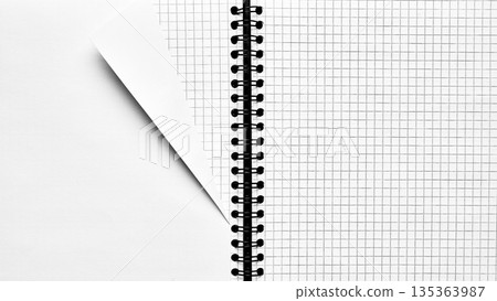 Abstract paper jacket shape on spiral notebook background. 135363987