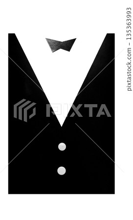Abstract paper suit silhouette with bow tie minimalist composition. 135363993