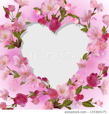 Heart in cherry flowers 135364175