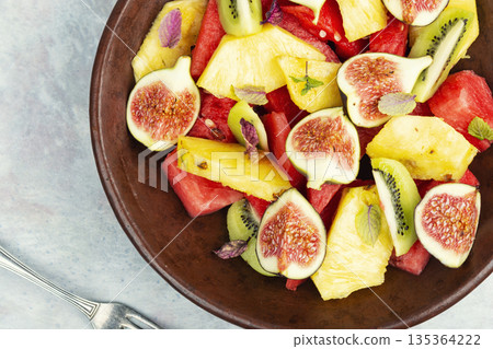 Healthy Fruit Salad Served at Home Healthy Fruit Salad Served at Home 135364222