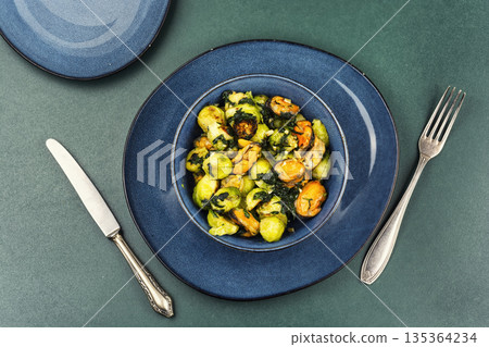 Brussels Sprouts with Mussels. Brussels Sprouts with Mussels. 135364234