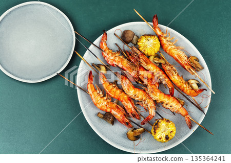 Spiced langoustines prawns and seafood. 135364241