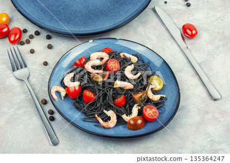 Seafood Pasta Salad with Spaghetti 135364247