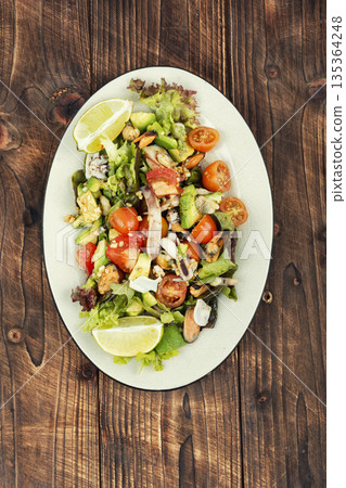 Seafood salad with fresh greens Seafood salad with fresh greens 135364248