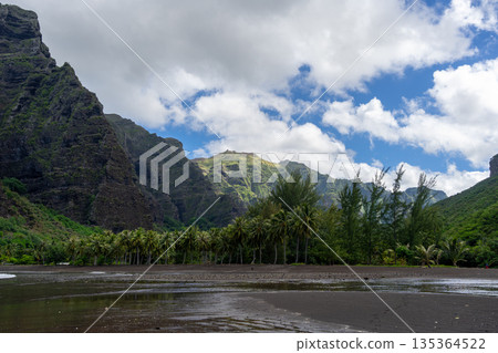 Remote beach in Hakaui Bay, Nuku Hiva, Marquesas Islands, French Polynesia 135364522