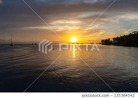 Sunset Over Tahaa Island, French Polynesia Sunset Over Tahaa Island, French Polynesia 135364542