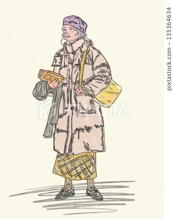 Illustration girl fashion painting colorful 135364634