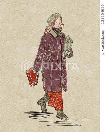 Illustration girl fashion painting colorful 135364636