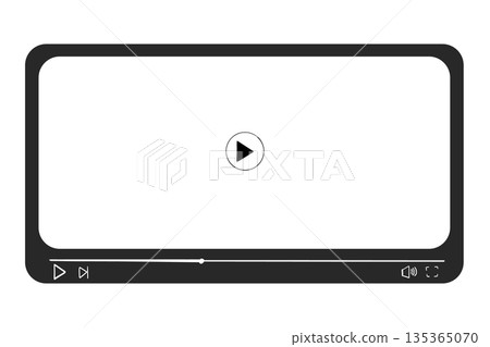 Video player interface multimedia video player template border. Display movie video play button. Screen simple mockup frame.  135365070