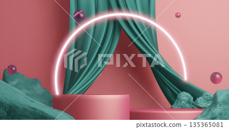 Mock up Pantone color, Fashion product background stand podium display with blank backdrops.3d rendering Mock up Pantone color, Fashion product background stand podium display with blank backdrops.3d rendering 135365081