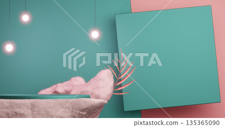 Mock up Pantone color, Fashion product background stand podium display with blank backdrops.3d rendering Mock up Pantone color, Fashion product background stand podium display with blank backdrops.3d rendering 135365090