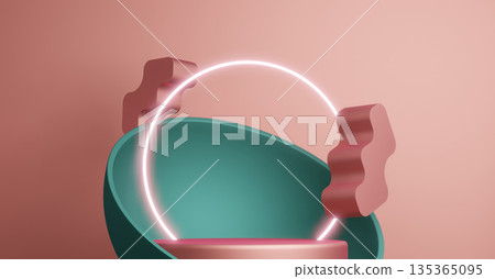Mock up Pantone color, Fashion product background stand podium display with blank backdrops.3d rendering Mock up Pantone color, Fashion product background stand podium display with blank backdrops.3d rendering 135365095