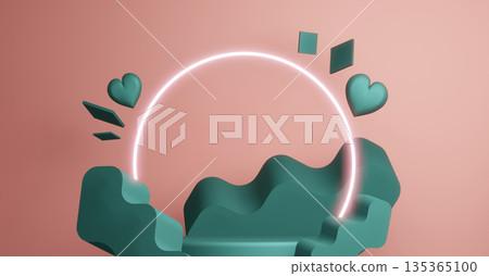 Pantone color, Fashion product background stand podium display with blank backdrops.3d rendering 135365100