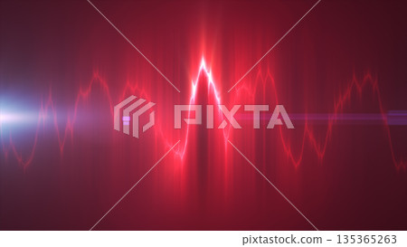 Abstract red neon waveform resembling a heartbeat signal, symbolizing life energy, audio pulses, and intense digital sound motion Abstract red neon waveform resembling a heartbeat signal, symbolizing life energy, audio pulses, and intense digital sound motion 135365263