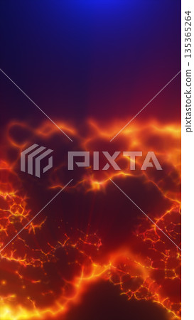 Intense glowing red and orange lava texture with bright molten cracks under a contrasting cool blue sky Intense glowing red and orange lava texture with bright molten cracks under a contrasting cool blue sky 135365264