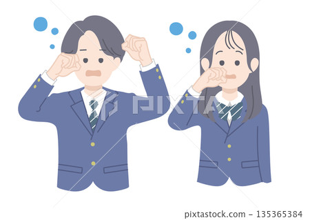 Student illustration sleepy face 135365384